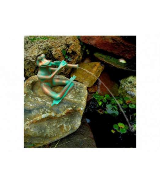 EIN F-FROGFLUTE-OTT Figur Frosch mit Flöte 7kg 25x35x12cm